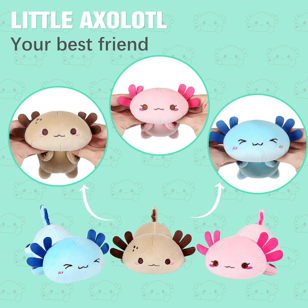 Shownicer Plüschtier Axolotl Kuscheltier Stofftier Kawaii Plüsch, Mama & 3 Babys Plüschkissen Spielz