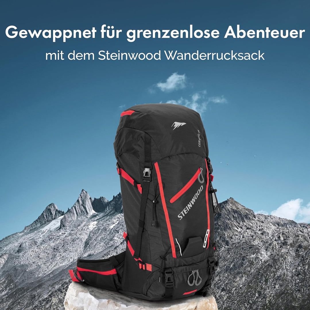 Steinwood Wanderrucksack Herren & Damen 35L - Outdoor-Rucksack, Reiserucksack, Tagesrucksack wassera