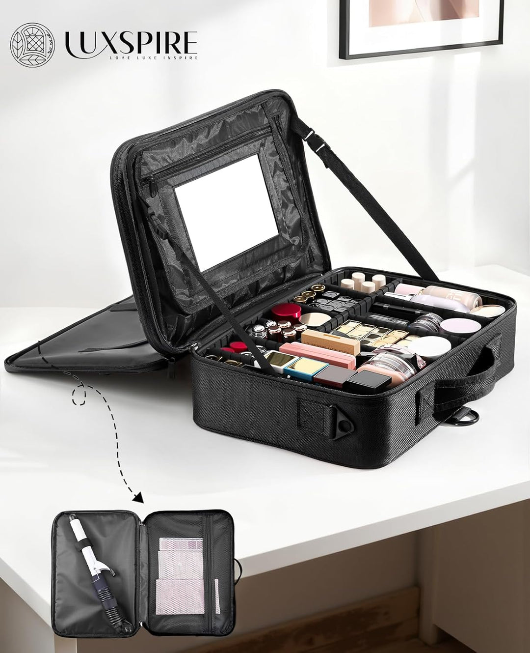 Luxspire Kosmetiktasche Gross Make Up Tasche Reise, Multifunktion Schminkkoffer Kosmetika Etui Tasch