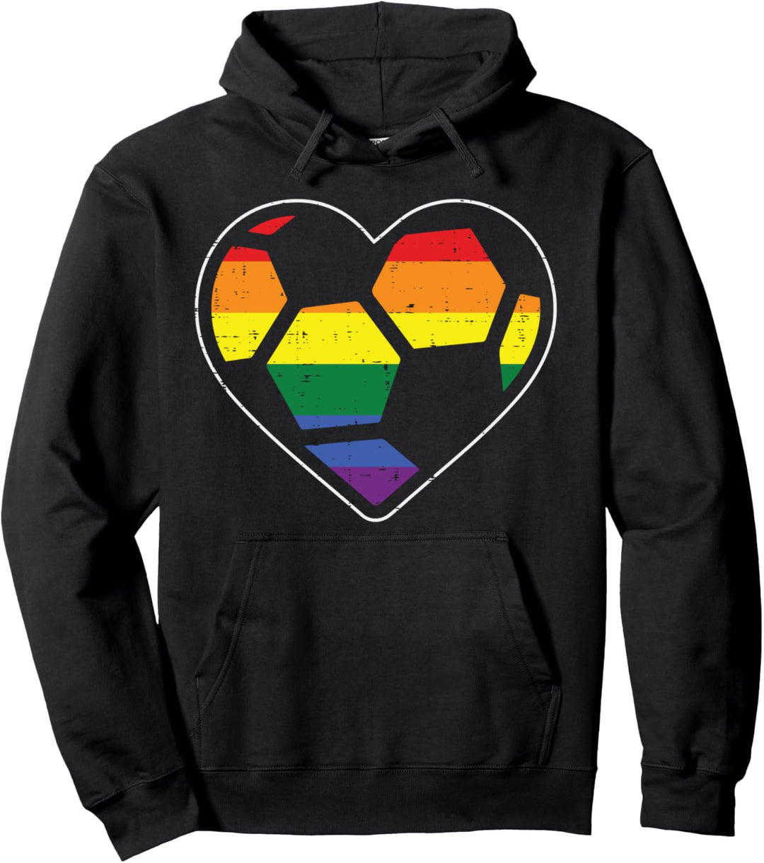 Soccer Heart Sport LGBTQ Rainbow Gay Pride Ally Men Women Pullover Hoodie