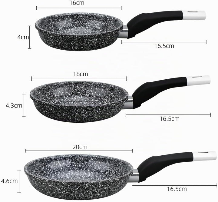 EliteHoff Pfannenset Induktion 3-teilig (16/18/20 cm), Induktionspfannen-Set, Aluminiumguss mit Anti