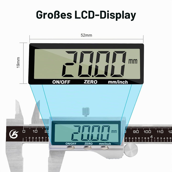 KETOTEK Messschieber Digitale, 150mm Schieblehre Digital Edelstahl mit Grossem LCD Display, Messlehr