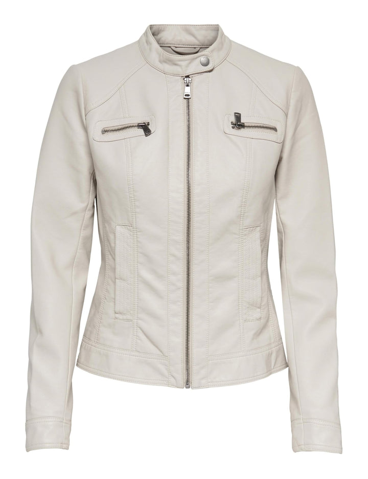 ONLY Damen Onlbandit Faux Leather Biker OTW Noos numeric_34 Moonstruck, numeric_34 Moonstruck