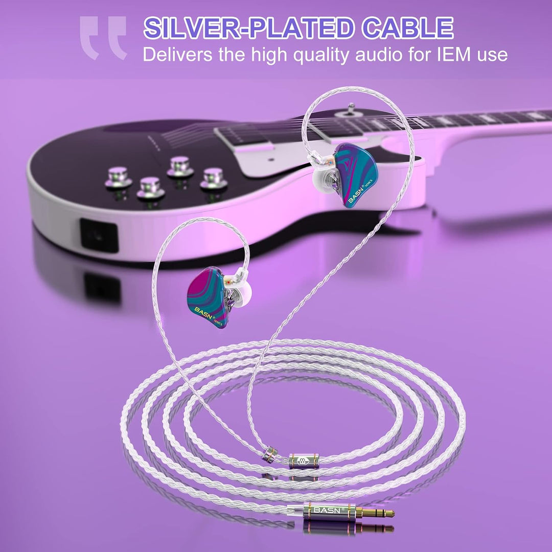 BASN MMCX Dreifach-Treiber In-Ear-Monitore mit satten Bässen, HiFi-Stereo-IEM-Kopfhörer mit verbesse