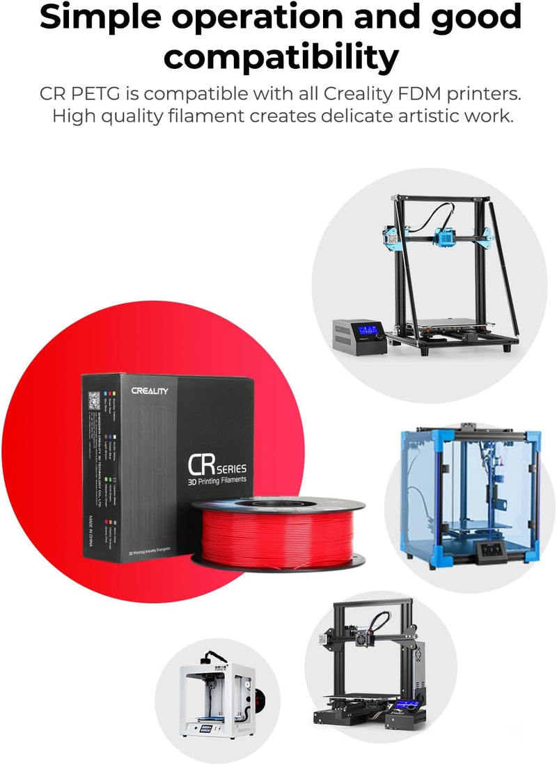 Creality CR-PETG Filament 1.75mm Grün, 3D Drucker Filament 1kg PETG, Massgenauigkeit +/-0,02mm Vakuu