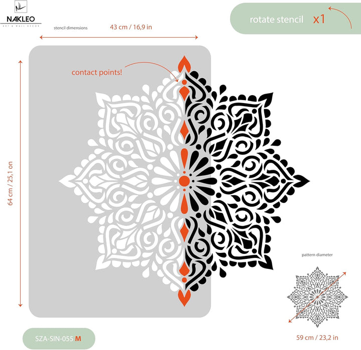 Wiederverwendbare Wandschablone aus Kunststoff // Quadratisches Mandala // Muster Schablone Vorlage
