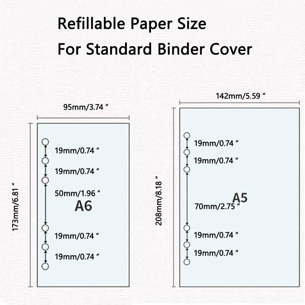 3 STÜCKE A5 Binderhülle, transparentes weiches PVC 6-Loch-Ringbuch, nachfüllbarer Papierbinder mit G