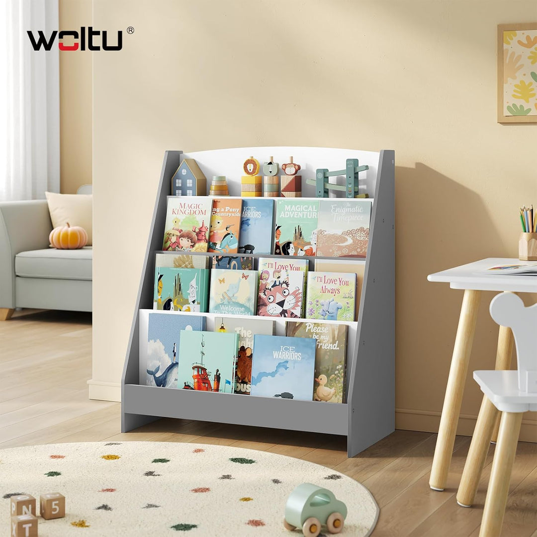WOLTU Kinderbücherregal für Kinderzimmer Kindergarten, Bücherregal Kinder mit 4 Ebenen, Kinderregal