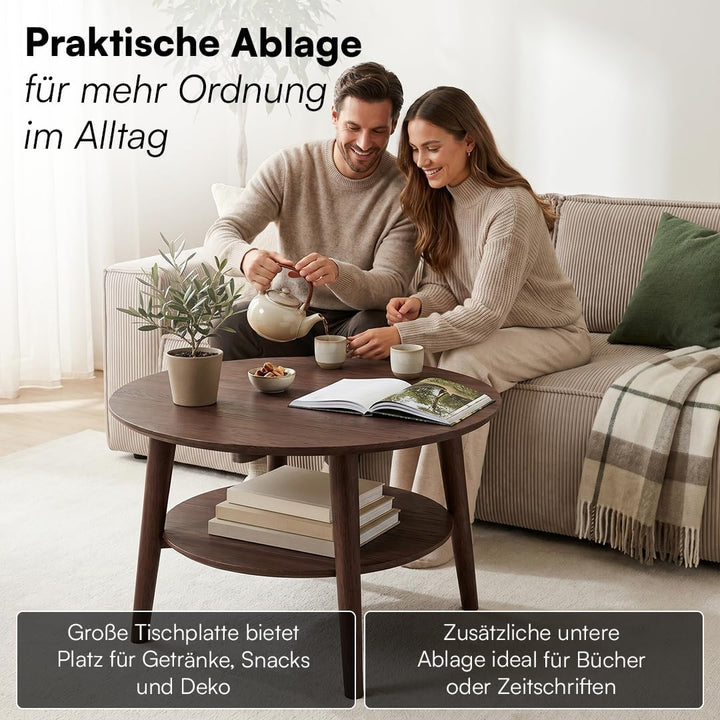 skølm Mjölnir Couchtisch rund – Wohnzimmertisch Holz – Hochwertiger Beistelltisch für Wohnzimmer – C