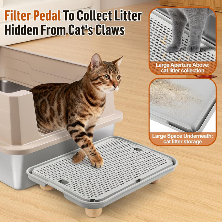 Katzentoilettenrampe mit Filterfunktion, Katzentreppe aus Kunststoff, Katzentoiletten-Filterpedal fü