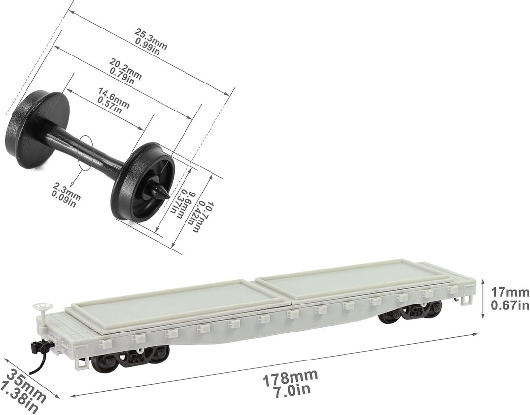 Evemodel 2 Set Spur H0 1:87 Flachwagen Modell Eisenbahn Güterwagen Waggon Unbemahlte Klebstoff Blank