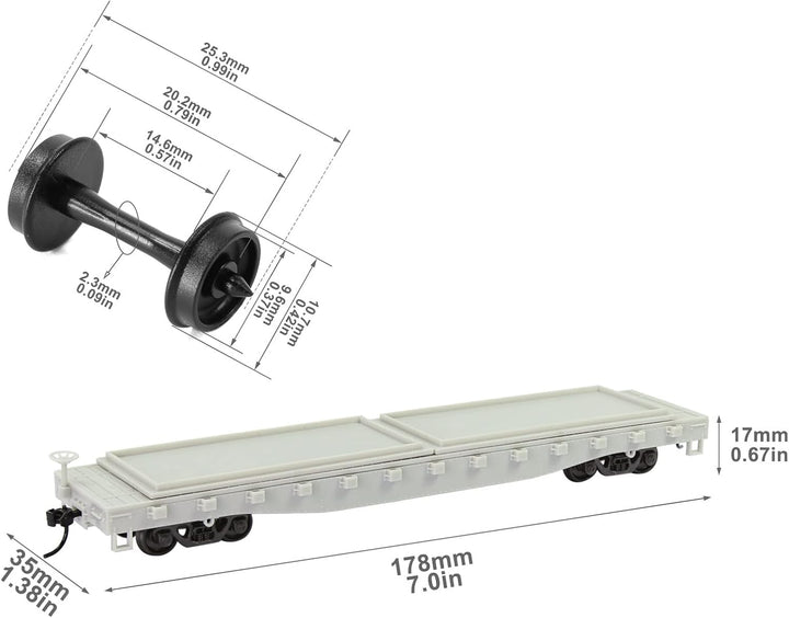 Evemodel 2 Set Spur H0 1:87 Flachwagen Modell Eisenbahn Güterwagen Waggon Unbemahlte Klebstoff Blank