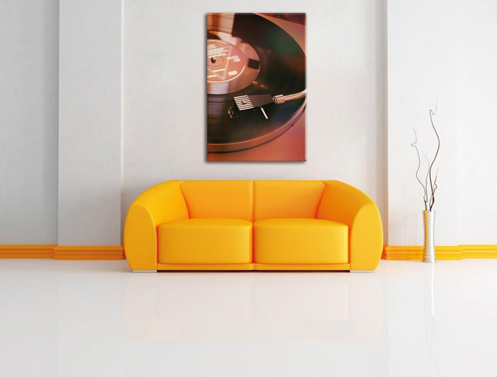 Pixxprint Schallplatte, Format: 100x70 auf Leinwand, XXL riesige Bilder fertig gerahmt mit Keilrahme