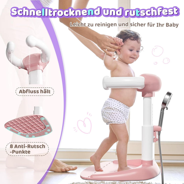 COOSEYA Baby Badewanne Stand – Einstellbarer Baby-Duschständer mit AntiRutsch-Basis, Hug Badeturm fü