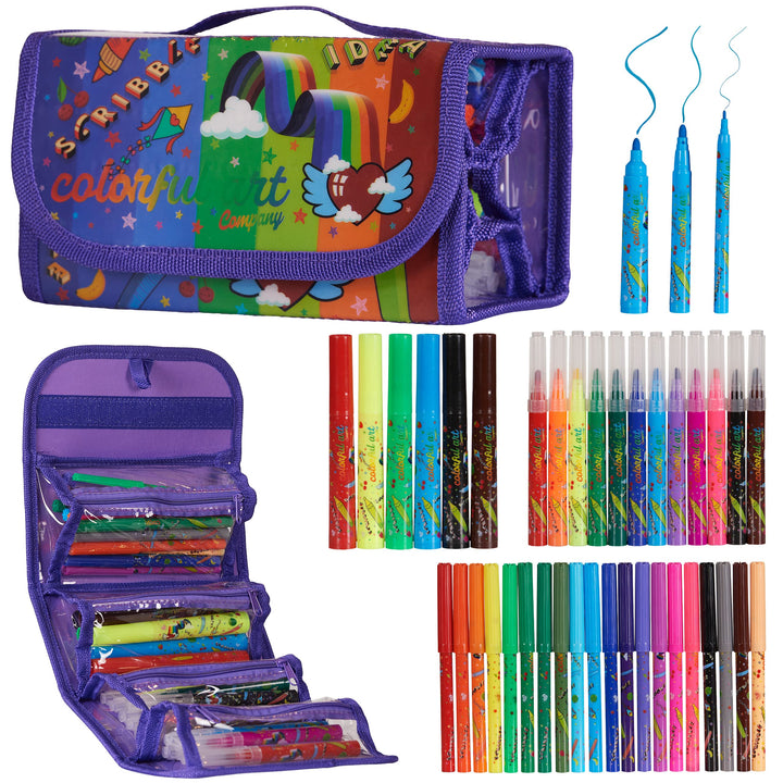 Duftstifte Set mit Mäppchen - Stifte Set für Kinder - Filzstifte mit Früchte Geruch - extra viel Pla