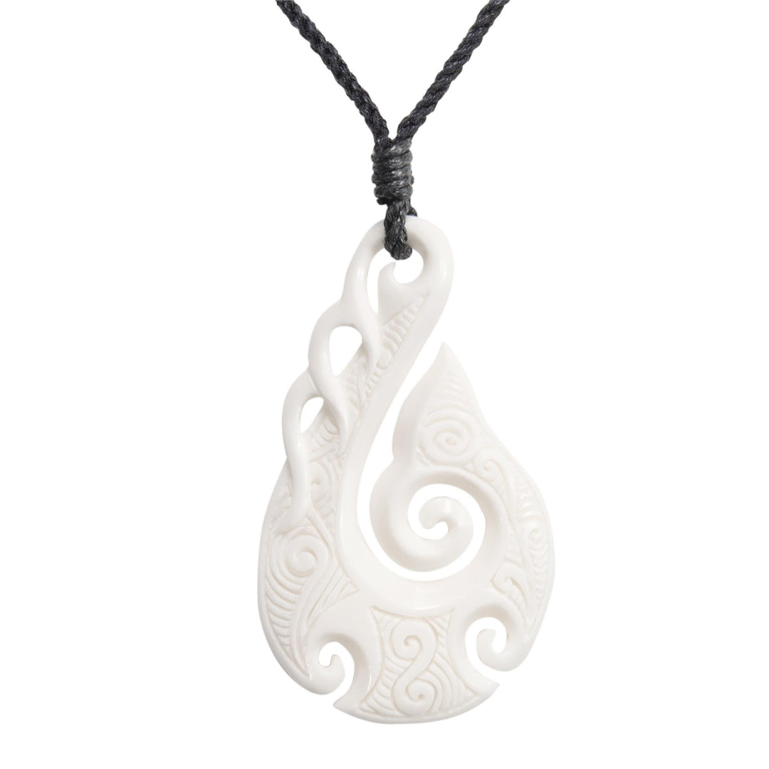 81stgeneration Frauen Männer Hand Geschnitzte Knochen Maori HEI Matau Koru Spiral Anhänger Halskette