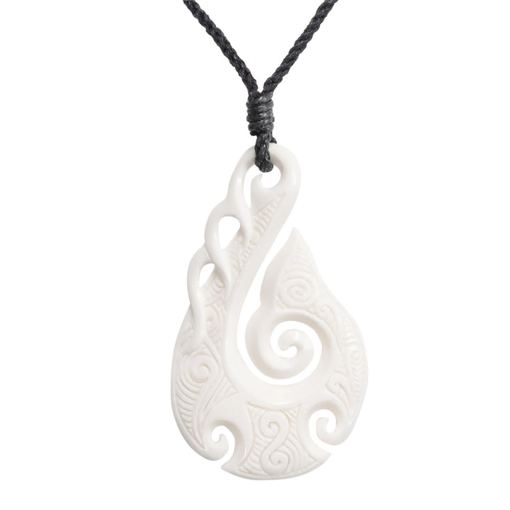 81stgeneration Frauen Männer Hand Geschnitzte Knochen Maori HEI Matau Koru Spiral Anhänger Halskette