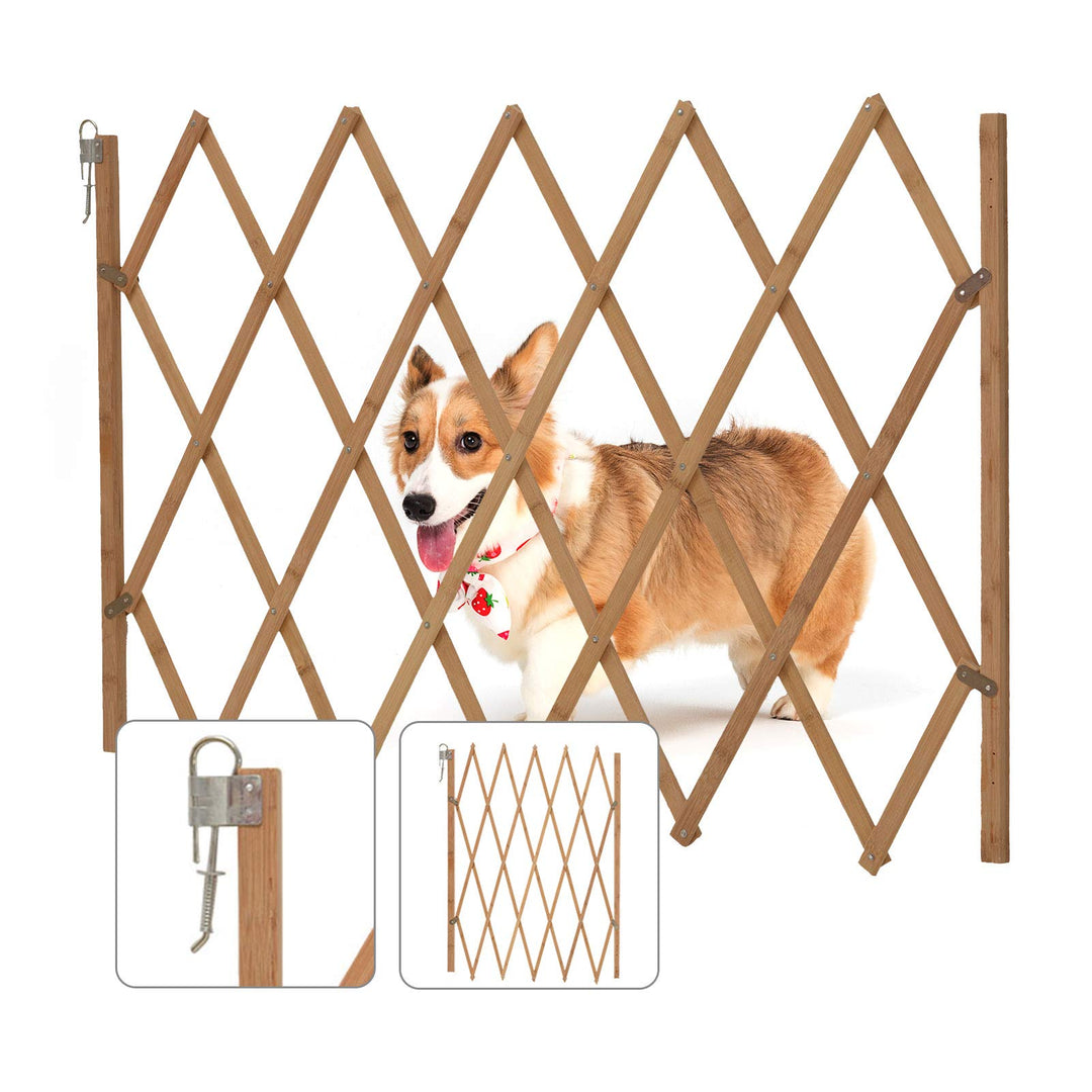 Trintion Hundeabsperrgitter Ausziehbar Hunde Absperrgitter Treppengitter Verstellbar Holz Hundezaun