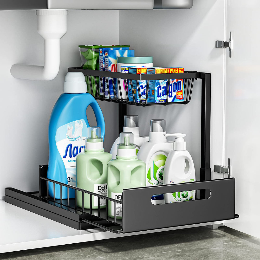 Cocolemon Metall Unter Waschbecken Regal, 2 Etagen Küche Schrank Organizer mit Schublade, Grosse Kap