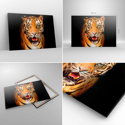 ARTTOR Bilder auf Leinwand 100x70cm Leinwandbild mit Rahmen tiger tier Gross Wanddeko Bild Schlafzim