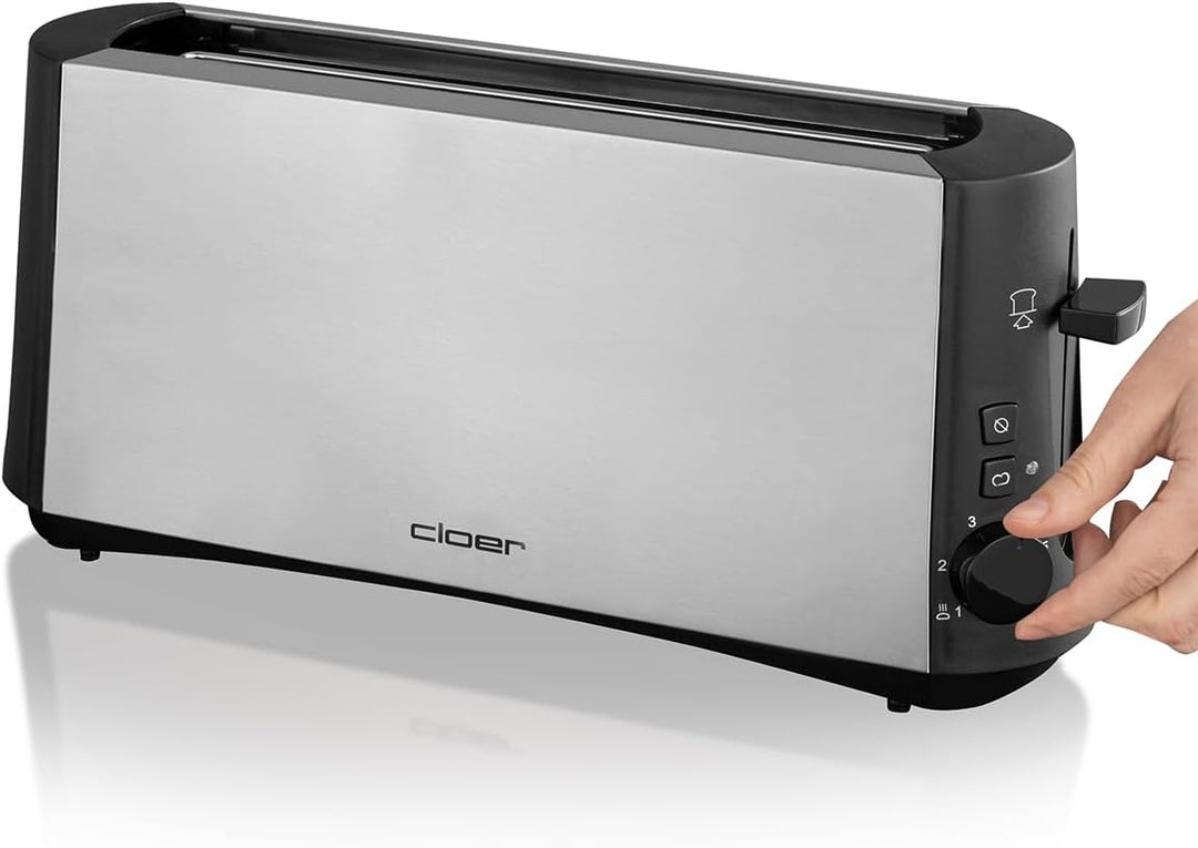 Cloer 3810 Langschlitztoaster, 880 W für 2 Toastscheiben mit "Graubrot-Funktion" zum Toasten von ver