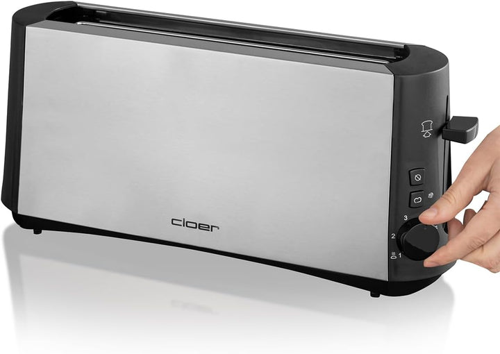 Cloer 3810 Langschlitztoaster, 880 W für 2 Toastscheiben mit "Graubrot-Funktion" zum Toasten von ver