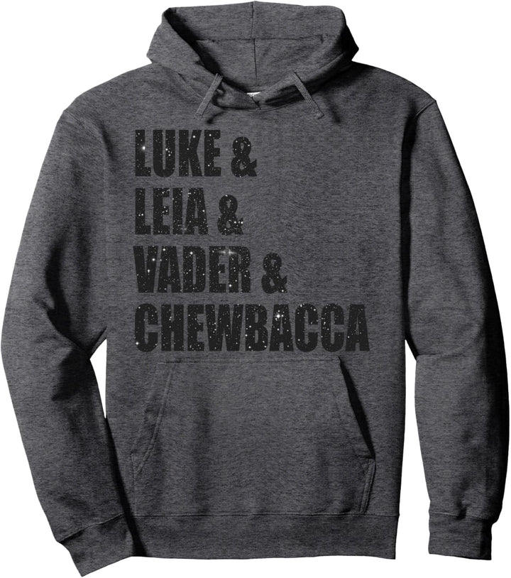 Star Wars Character Names Star Filled Stacked Text Pullover Hoodie