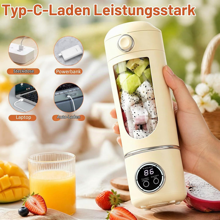 Herbst Tragbarer Mixer 700ml, Mixer Smoothie Maker To Go mit 12 EdelstahlKlingen, Klein Portable Ble
