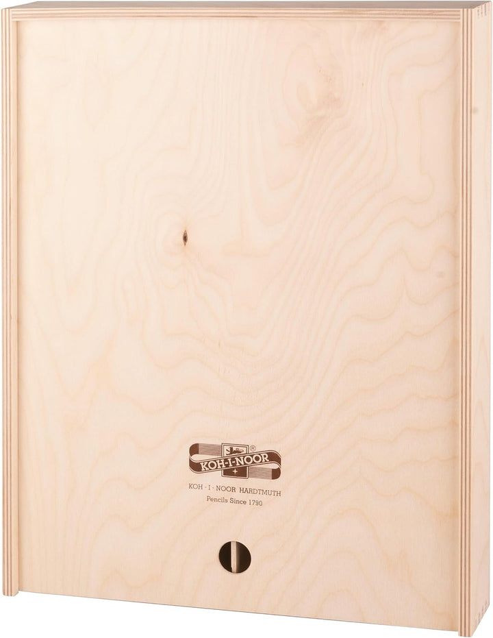 Holzbox Holzschiebebox Gross für Stifte Pinsel Druckbleistifte, etc. KOH-I-Noor Stiftebox Aufbewahru