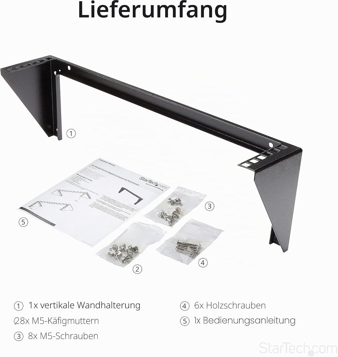 StarTech.com 2HE Vertikale Wandhalterung für Patch Panels - Stahl Rack mit Montagematerial für 19" N