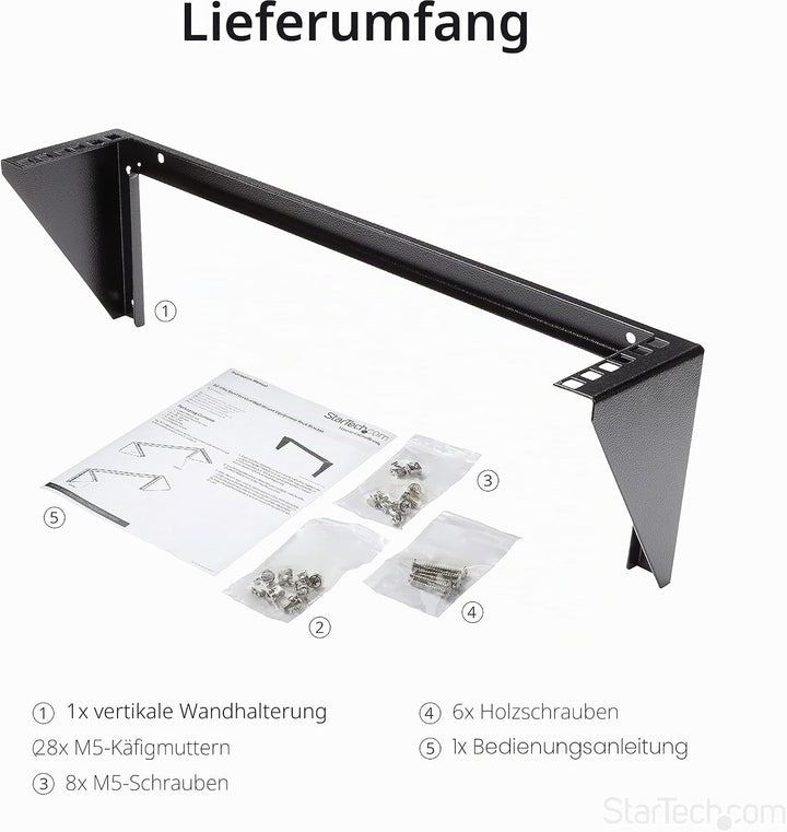 StarTech.com 2HE Vertikale Wandhalterung für Patch Panels - Stahl Rack mit Montagematerial für 19" N