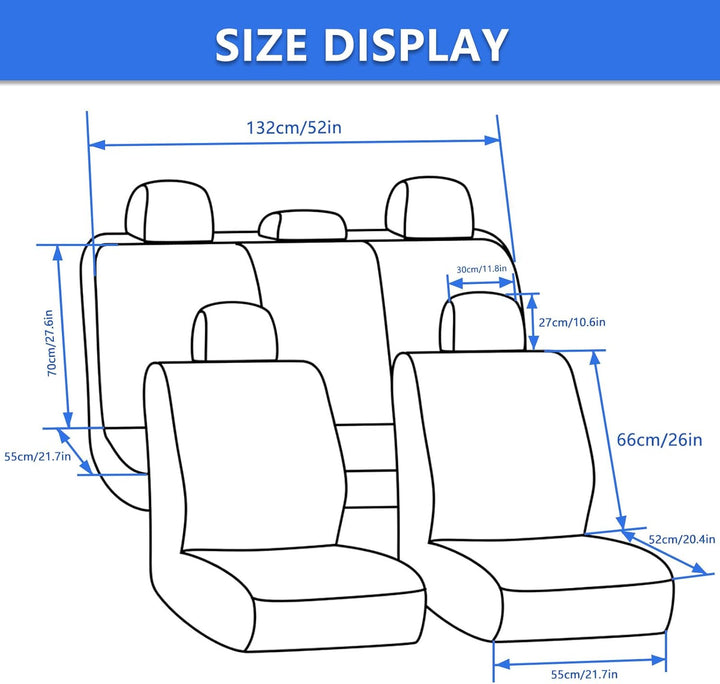 9 Stück Universal Autositzbezüge, Sitzbezüge Auto Für 5 Sitzer, Autositzauflage Set Seiten-Airbag-ko