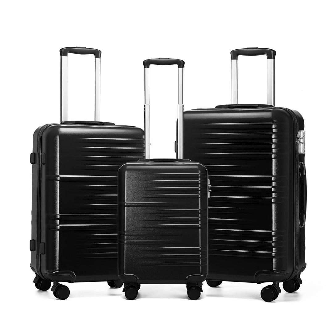 British Traveller Reisekofferset Hartschalenkoffer Set ABS+PC Koffer Trolleys Neu Schwarz Schwarz SE