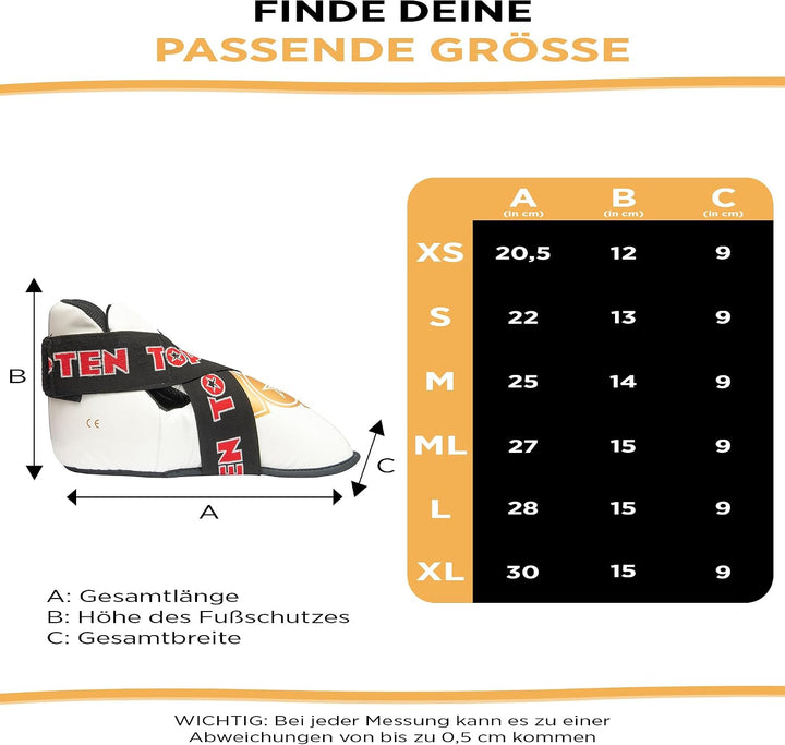 TOP TEN Fussschutz „Superlight“ für den Wettkampf Weiss M-L, Weiss M-L