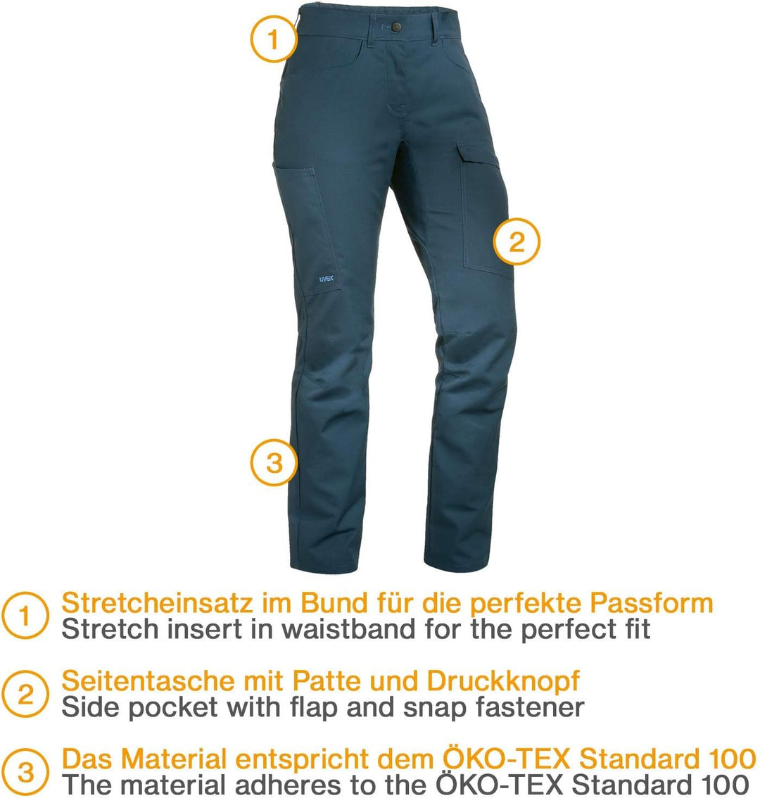 Uvex Suxxeed Basic 7454 Damen-Arbeitshose - Blaue Frauen-Cargohose 38 Nachtblau, 38 Nachtblau