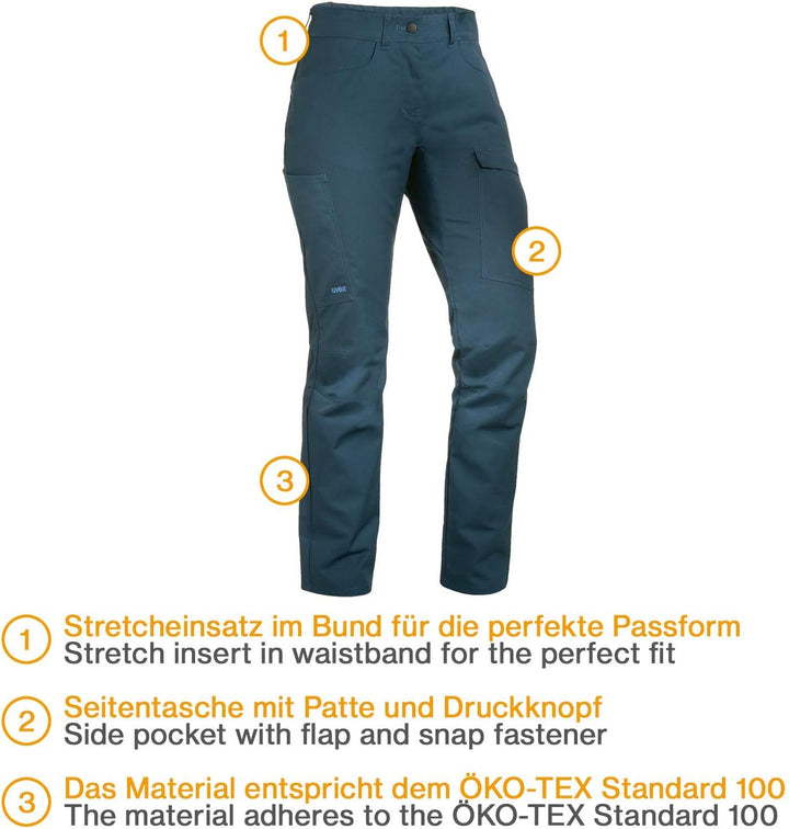 Uvex Suxxeed Basic 7454 Damen-Arbeitshose - Blaue Frauen-Cargohose 38 Nachtblau, 38 Nachtblau