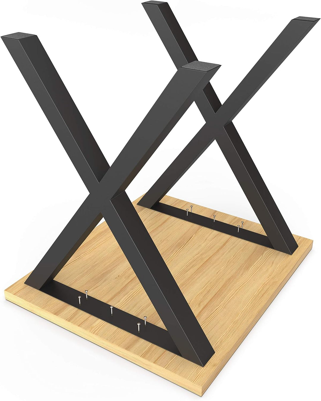 sossai® Stahl Tischgestell Tischkufen Tischbeine X-Form | TKX2 | Farbe: Schwarz | 2 Stück | Breite 6
