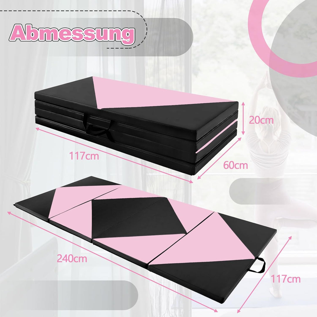COSTWAY Weichbodenmatte klappbar,240 x 120/300 x 120cm Gymnastikmatte tragbar, Yogamatte Turnmatte K