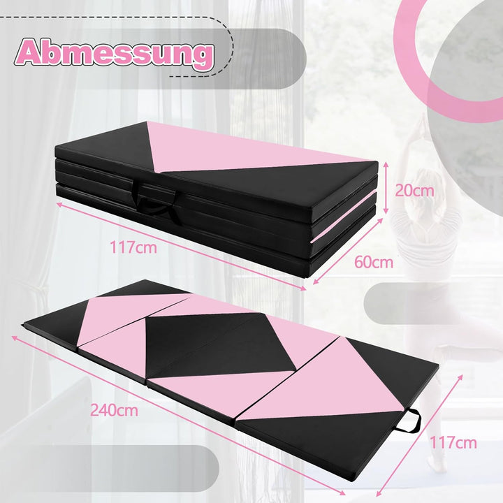 COSTWAY Weichbodenmatte klappbar,240 x 120/300 x 120cm Gymnastikmatte tragbar, Yogamatte Turnmatte K