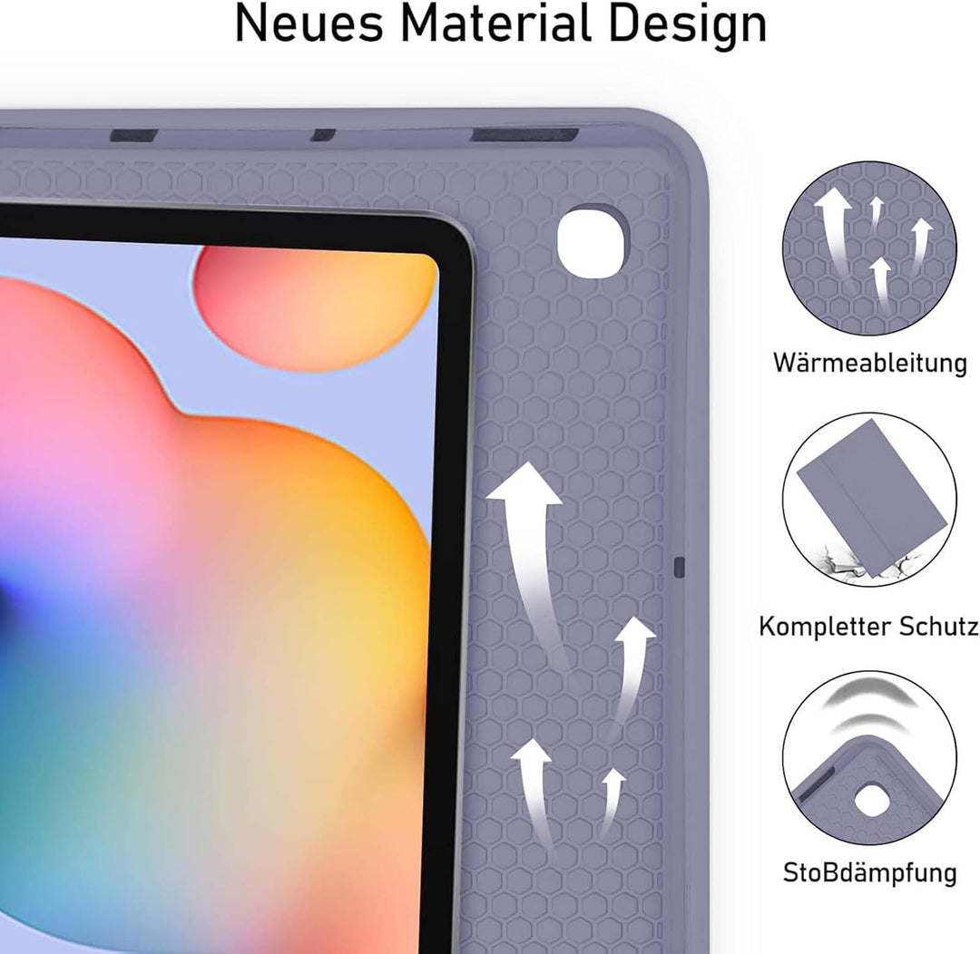 Tastatur Hülle für Samsung Galaxy Tab S6 Lite 10,4 Zoll (2024/2022/2020), Deutsches QWERTZ Magnetisc