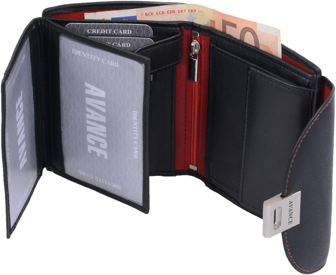 AVANCO Leder Damenbörse Damen Geldbörse Börse 22- (52A) Damen Portemonnaie Damen Geldbörsen Damen Ge