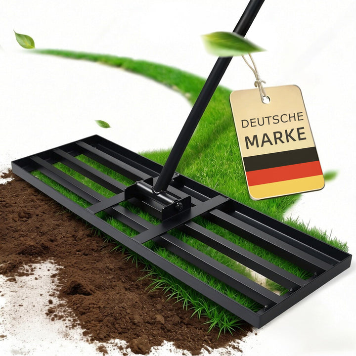 Rasenrakel Nivellierrechen Rasen Rakel, Metallstiel Rasenwerkzeug, zum Rasensanden Nivellieren Eineb