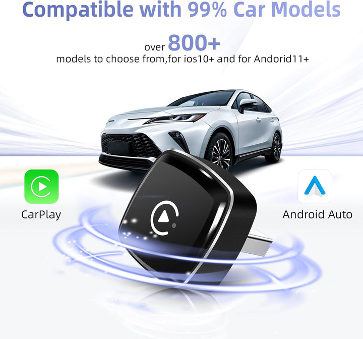 EZoneTronics 2-in-1 Wireless CarPlay Adapter, Unterstützt CarPlay Android Auto, Upgrade von Wired au