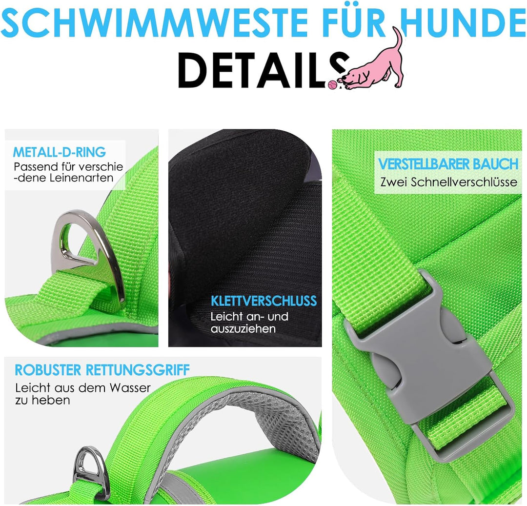 AOFITEE Schwimmweste Hund Klein, Verstellbar Hunde Schwimmweste Hai, Ripstop Hundeschwimmweste Klein