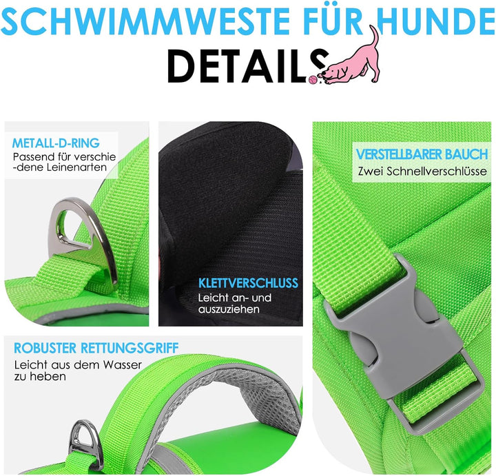 AOFITEE Schwimmweste Hund Klein, Verstellbar Hunde Schwimmweste Hai, Ripstop Hundeschwimmweste Klein