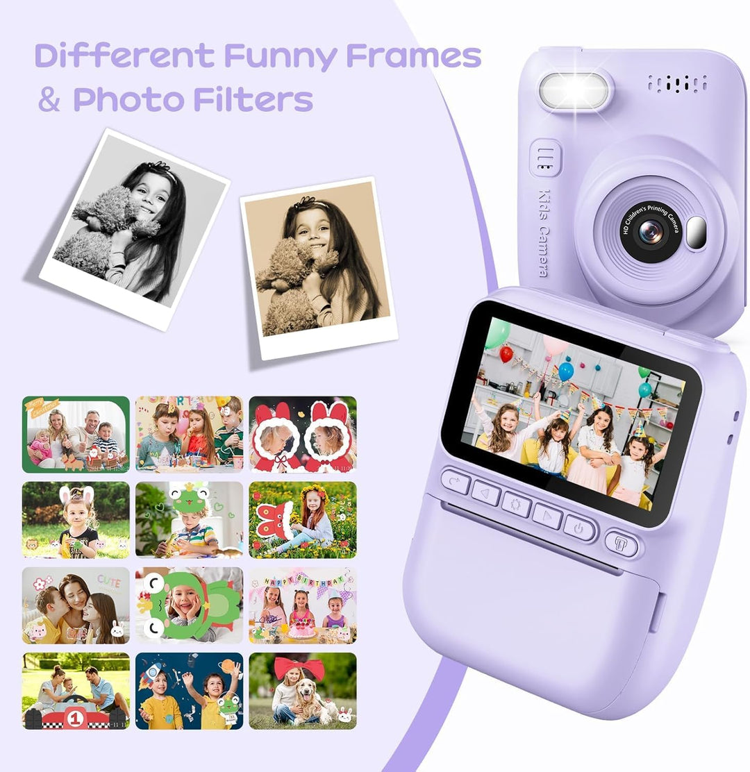 GREENKINDER Sofortbildkamera Kinder,14MP 3.0 Zoll Bildschirm Kinderkamera Sofortbildkamera mit 32G K