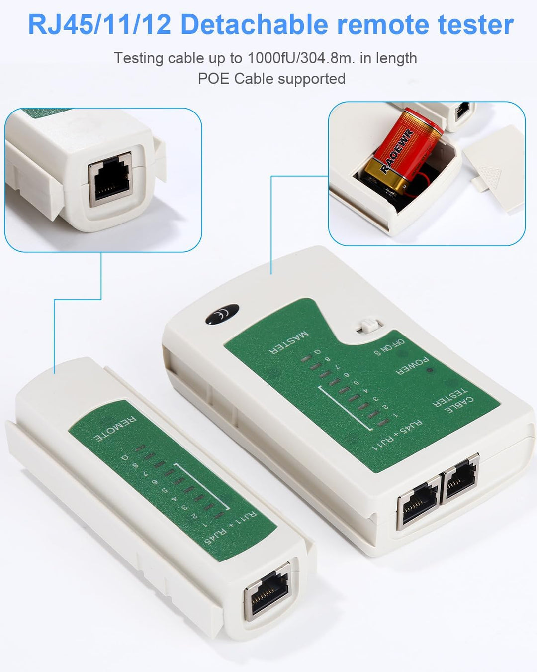 Netzwerk Werkzeug Set Pass Through RJ45 Crimpzange Cat5 6 7 mit Tester | Abisolierzange + 50x Cat6 S