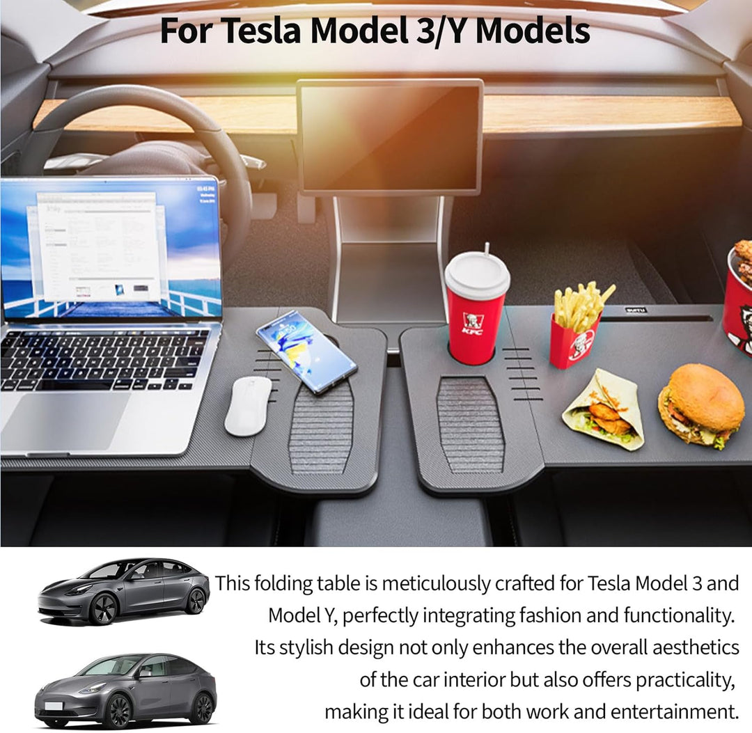 Auto Tisch für Tesla Model 3/Y Faltbares Tablett und Schreibtisch für Laptops, ESS-Tisch für das Len