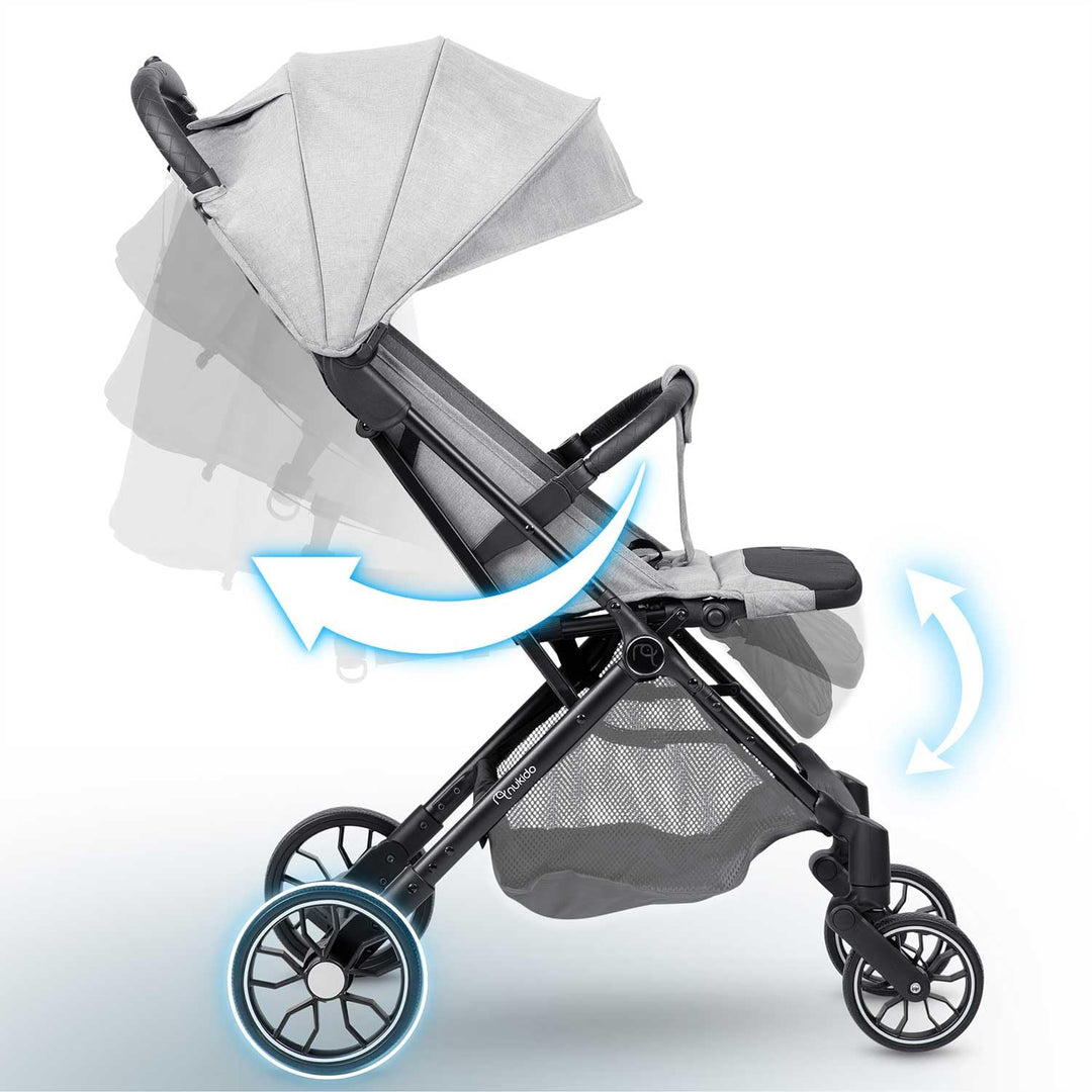 Nukido Kinder Wagen Kinderwagen Babywagen Bis 15 kg Grosse Räder Sitzbuggy Buggy Zusammenklappbar Ha