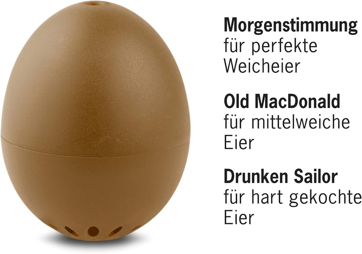 PiepEi Classic Braun - Singende Eieruhr zum Mitkochen - Eierkocher für 3 Härtegrade - Piep Ei mit 3